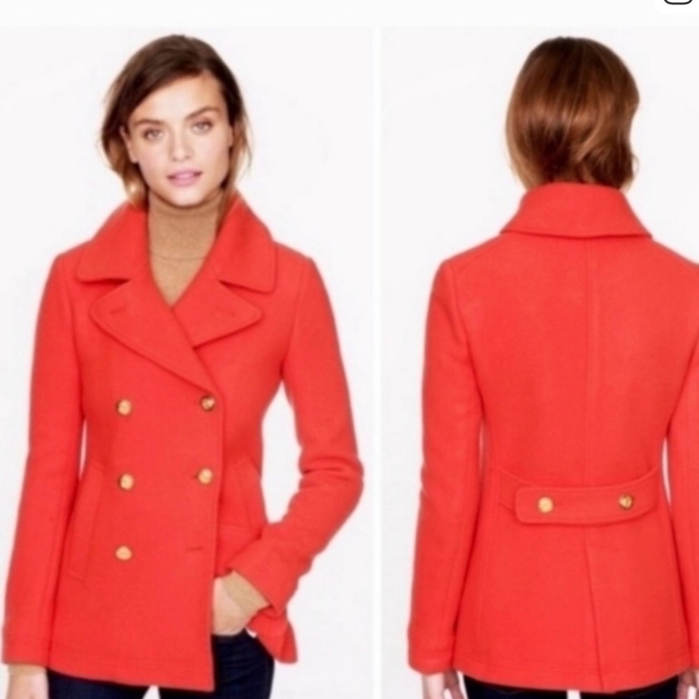 J. Crew Women's Red Stadium Cloth by Nello Gori Pea coat 10P